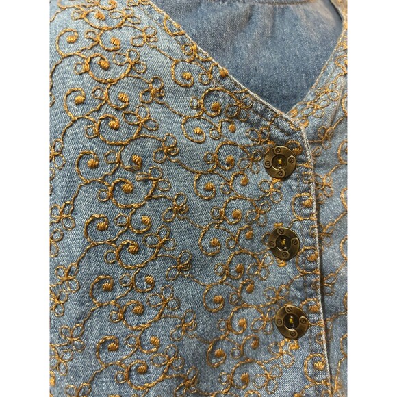 Stuart Alan Vintage Denim Chambray Vest Layered Maxi Dress size 14 Western - Picture 4 of 12